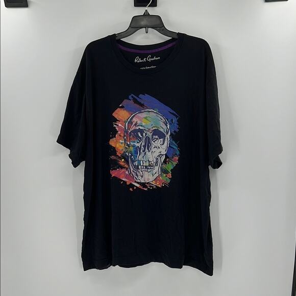 Robert Graham Short Sleeve Skull T-Shirt - Black/Multi - XXL - Picture 1 of 4